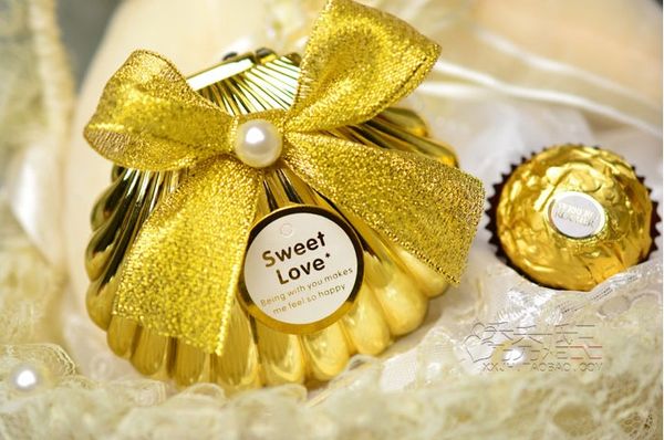 

Sea hell wedding party favor holder chocolate gift candy boxe with butterfly knot wedding party hower favor gift gold ilver red color