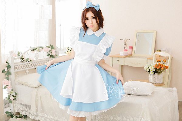 Frete Grátis Cosplay Alice no País das Maravilhas Cos Japonês Anime Vestuário Trajes Super Bonito Maid Maid Serviço