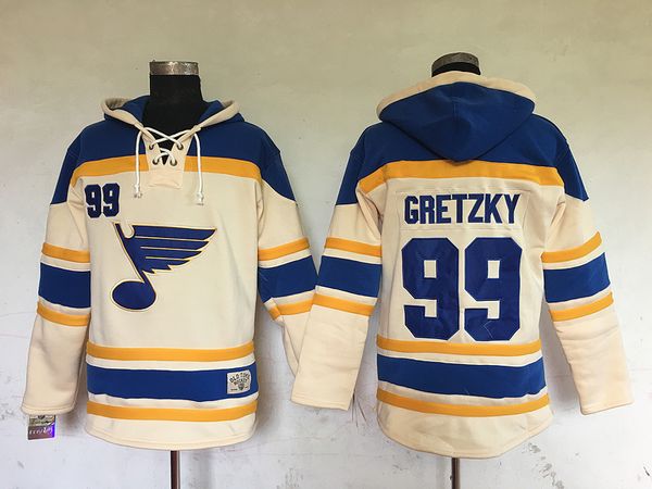 

2016 new old time hockey jerseys st. louis blues #99 wayne gretzky cream hoodie pullover sports sweatshirts winter jacket, Black;red