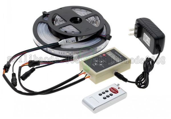 

6803 IC Magic Dream Color RGB LED Strip 5050 30LED/m Chasing Lights + 133 Program RF Magic Controller + Power Adapter MYY