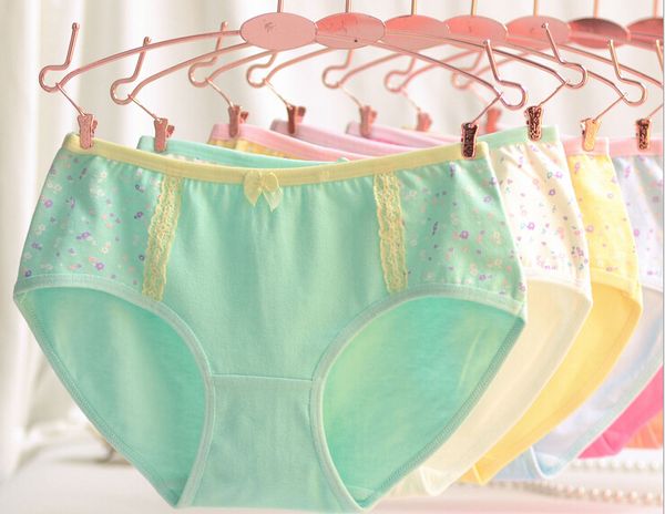 

2016 new 100%cotton women floral panties ing, Black;pink