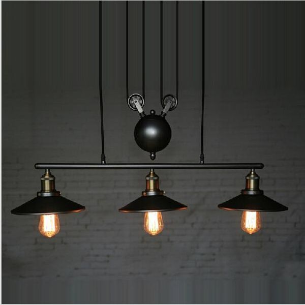 

rh retro iron pulley led pendant lights loft american vintage industrial pendant lighting pulley rope antique edison pendant lamps