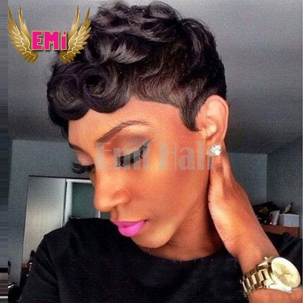 Hot Sale Human Hair Wigs For Black Women Pixie Tight Curly Human