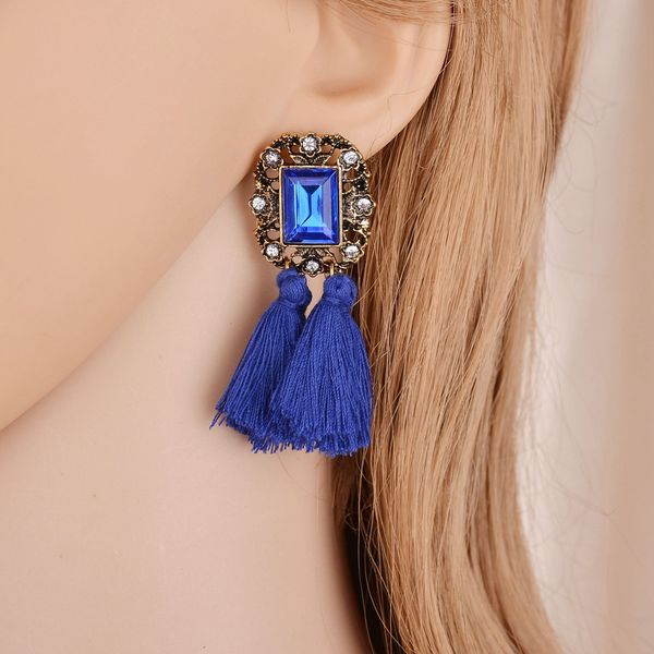 

new unique design crystal tassel earrings for women 2017 trendy vintage jewelry dangle drop earrings wholesale, Golden