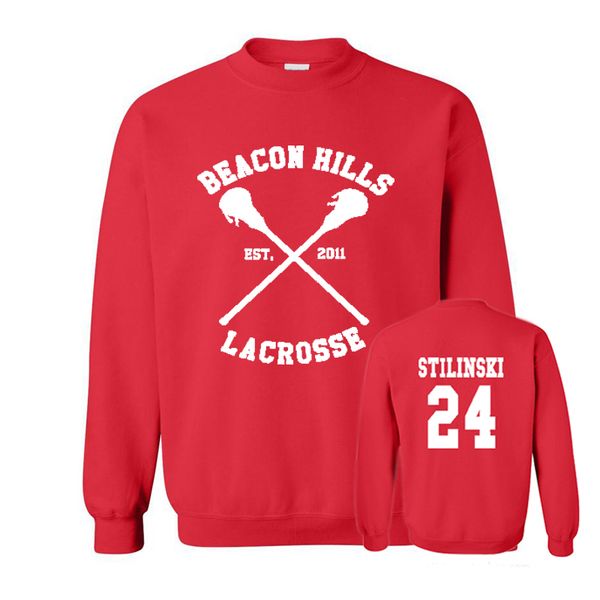 

оптово-маяк hills lacrosse maroon толстовка wolf stiles stilinski подросток 24 с капюшоном мужская o шеи руно толстовка пуловер одежда спорт, Black