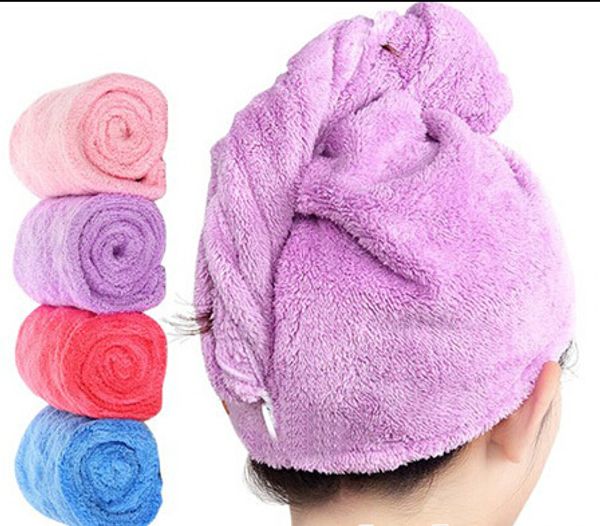 moda colorata morbida assorbente nuova cuffia per capelli secchi in velluto corallo cuffia per la doccia asciugamano ad asciugatura rapida dalla Cina all'ingrosso