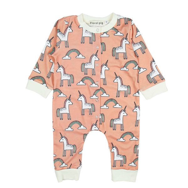 Neugeborenes Baby, Junge, Mädchen, Kleidung, niedliches Einhorn, bedruckt, Overall, Baumwolle, 2018, Frühling, Herbst, langärmelig, Baby-Onesie, Strampler, Säugling, Kinderkleidung