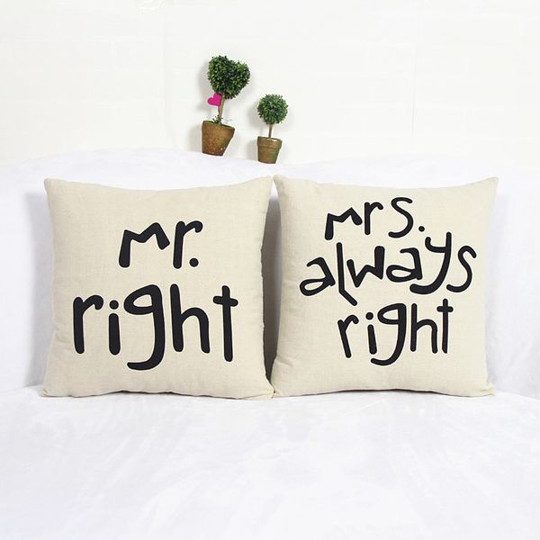 Mr Right Kissenbezug, Mrs Always Right, Leinen, Auto- und Heimzubehör, Kissenbezüge, Kissenbezüge, schöner Kissenbezug