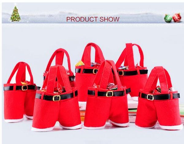 

santa pants style christmas decoration christmas wedding candy bags lovely gifts xmas bag for children 20x17cm