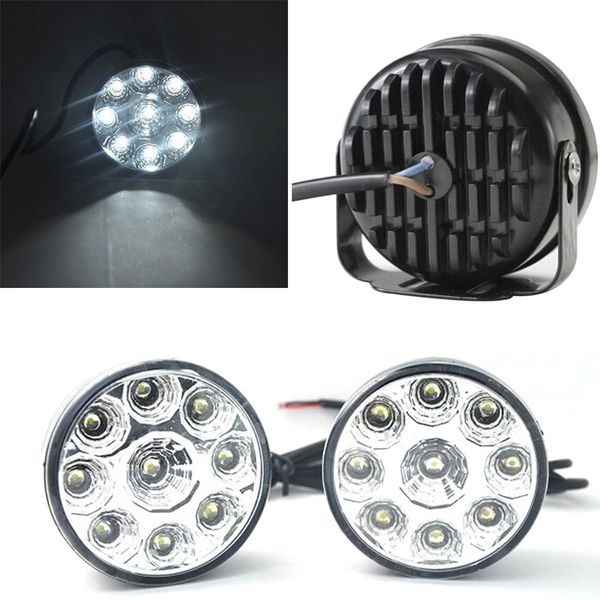 

a set track 9-led round daytime driving running light drl car fog lamp super white diy