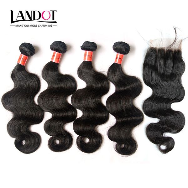 

9a brazilian virgin human hair weaves 4 bundles with lace closure body wave malaysian peruvian indian cambodian mink hair and closures, Black