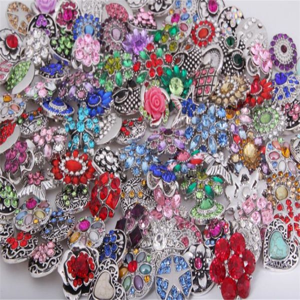 

za0025 wholesale mixed metal 18mm ginger snap button jewelry diy metal rhinestone button snaps fit snap button bracelet jewelry