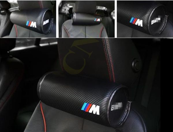 

For Car BMW M Leather Neck Pillow Super Soft Memory Foam Auto Seat Cover Head Neck Rest Cushion Headrest Pillow M Performance