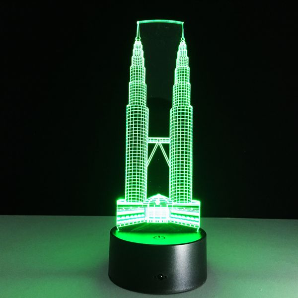 

Petronas Twin Towers 3D Оптическая Иллюзия Лампа Night Light DC 5 В USB Зарядка Аккумулятора Оптовая