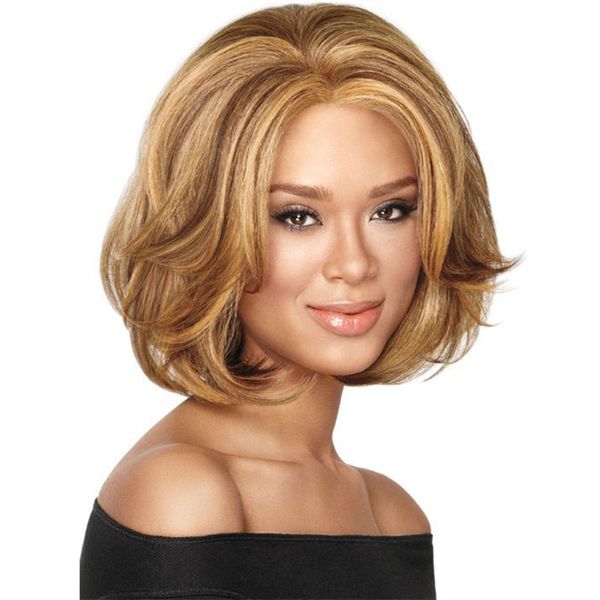 

woodfestival harajuku bob curly wig synthetic ladies ombre blonde hair women heat resistant fiber short wig peruca lolita, Black