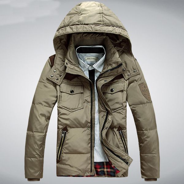 

fall-men's winter jacket white duck down men coat hood thick short casual parkas outwear windproof coats plus size m-3xl hj401, Black