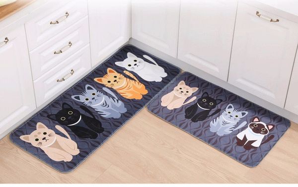 negro coche de Kawaii Welcome Alfombrillas de suelo para ba/ño 50*120cm cocina