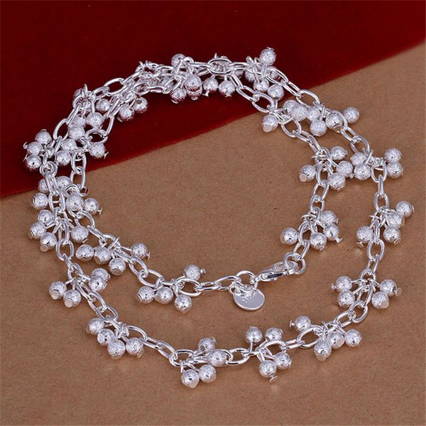 

hanging sand pearl grape necklace sterling silver plate necklace stsn198,wholesale fashion 925 silver chains necklace factory