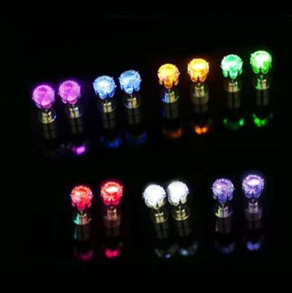 

fashion christmas party light up cz crystal earrings men women kids dance club led luminous stud flash earrings festive event props gift, Golden;silver