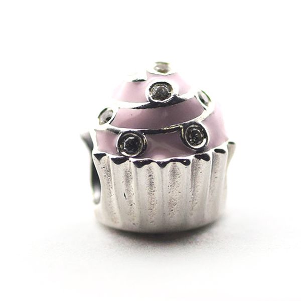 

loose beads diy charms 100% authentic 925 sterling silver beads sweet cupcake fits for pandora bracelets 2016 mother's day ing, Black