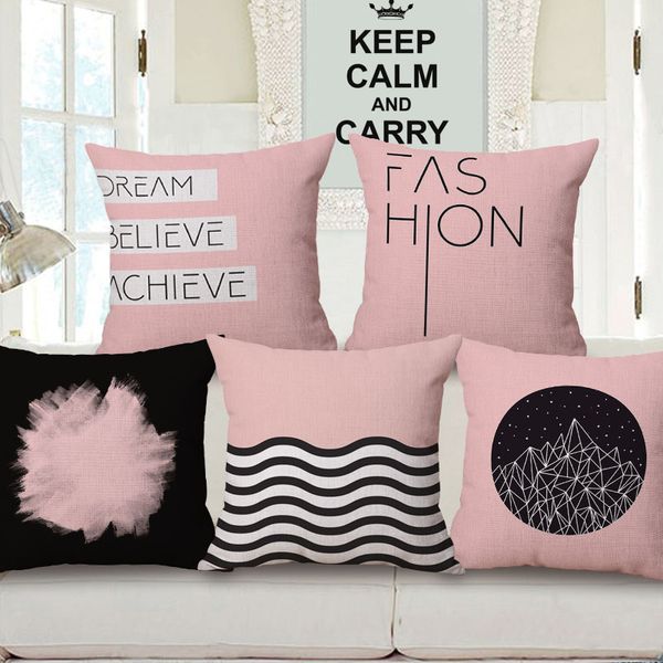 

simple design cushion cover modern pink throw pillow case love quote sofa chaise almofada christmas decoration for home office