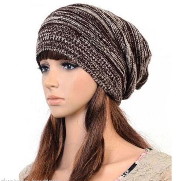 

5 colors mens ladies knitted woolly winter oversized slouch beanie hat cap unisex, Blue;gray
