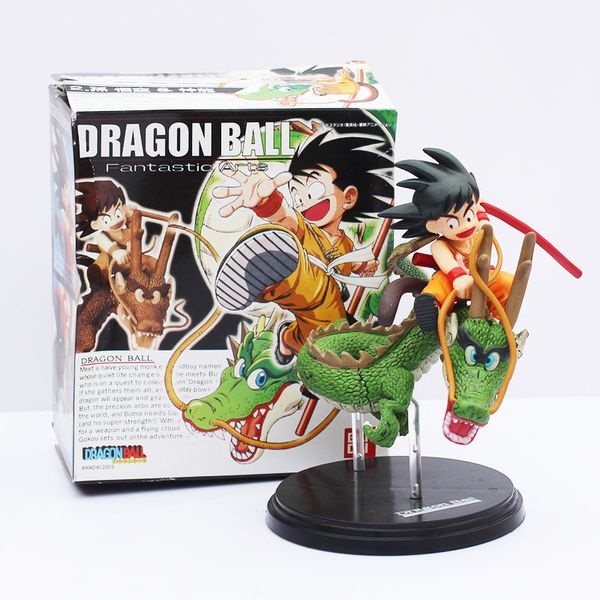 

dragon ball z super saiyan son gokou with dragon riding goku shenron pvc action figures collection model toy 14cm shenlong in stock