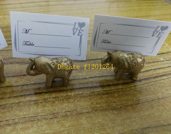 

50pcs/lot lucky gold elephant place card holders table name holder wedding party favors