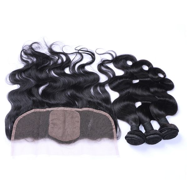 

Peruvian virgin 8a hair 13 4 body wave hair bundle with ilk ba e natural color lace frontal with baby hair for black woman