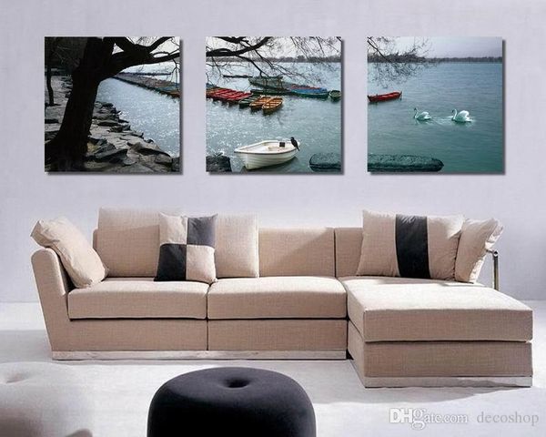 

contemporary landscape lake picture giclee print on canvas home decor wall art set30437
