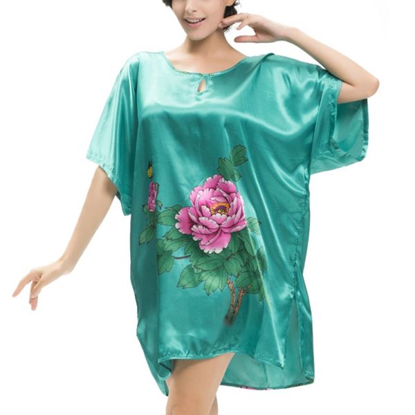 

wholesale-women floral robe kimono bath gown nightgown sleepwear dress, Black;red