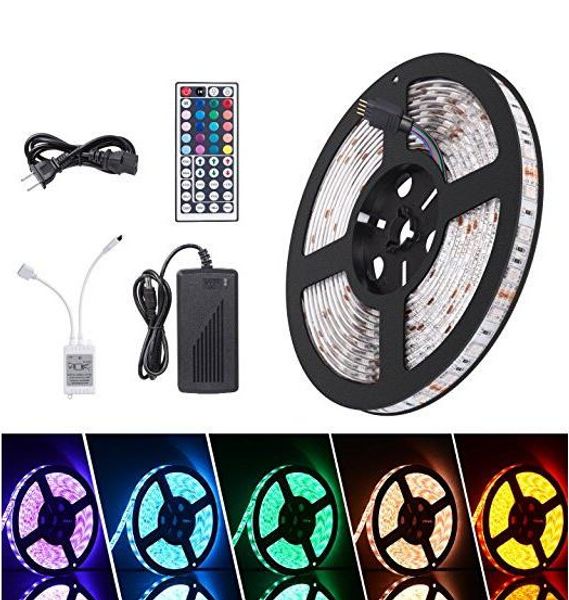 

waterproof strips ip65 5m 300 leds 5050 rgb led strips 60 leds + remote controller +12v 5a power supply eu/us/au/uk plug