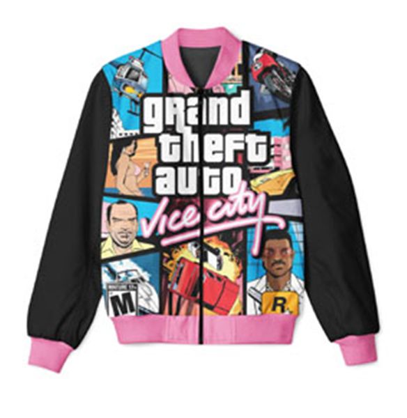 

2 Цвета Реальный США Размер Grand Theft Autog Vice City 3D Сублимационная Печать на заказ молния Куртка плюс размер