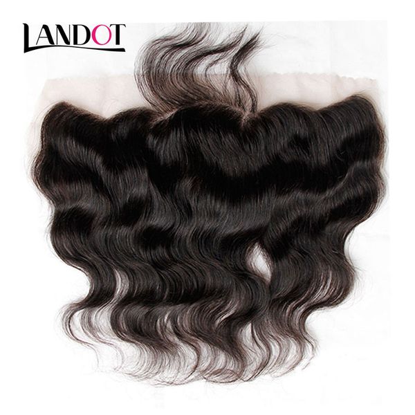 

peruvian lace frontal closure body wave 13x4 middle/3 part unprocessed peruvian virgin human hair full frontal closures natural black, Black;brown