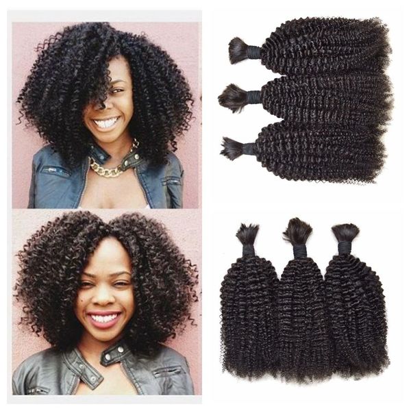 Afro Kinky Curly Brazilian Bulk Human Hair For Braiding 100