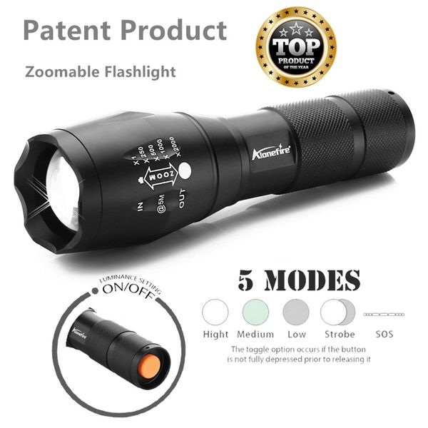 

dhl, g700 e17 cree xm-l t6 led torch zoom led flashlight torch light or 18650 battery