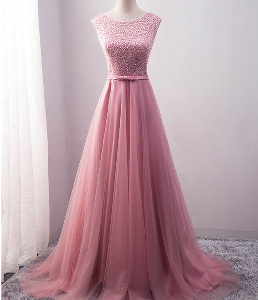

tulle a line long evening dresses with pearls lace up 2018 floor length evening gowns real p, Black;red
