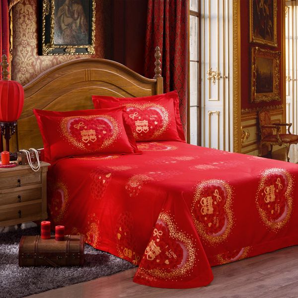 Hot Sale Red Bedding Set Queen King Size 100 Cotton Floral