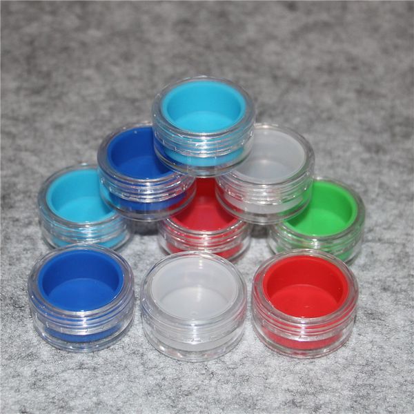 più colori Contenitori concentrati di cera acrilica trasparente da 3 ml da 10 ml, contenitore in plastica con interno in silicone Vasi di stoccaggio Dab in silicone antiaderente