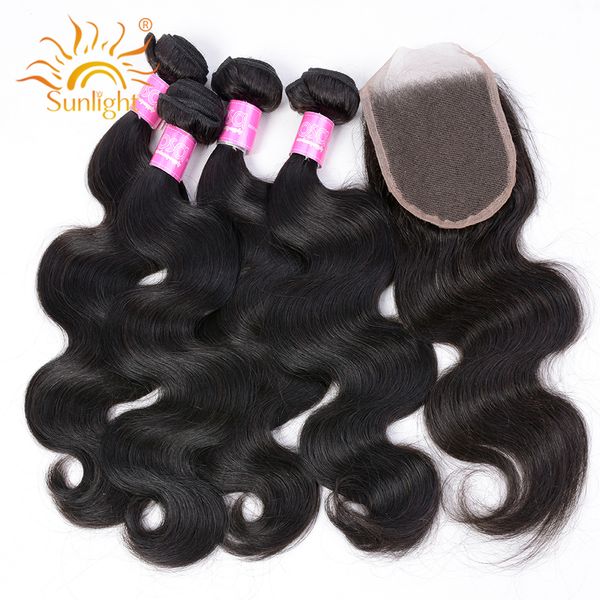 2019 Cheap Brazilian Body Wave 4 Bundles With Lace Closure
