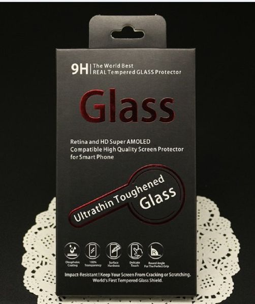 Scatola di imballaggio di carta nera al dettaglio di stile di moda universale all'ingrosso da 100 pezzi per iPhone 7 7plus Pacchetto di pellicola proteggi schermo in vetro temperato
