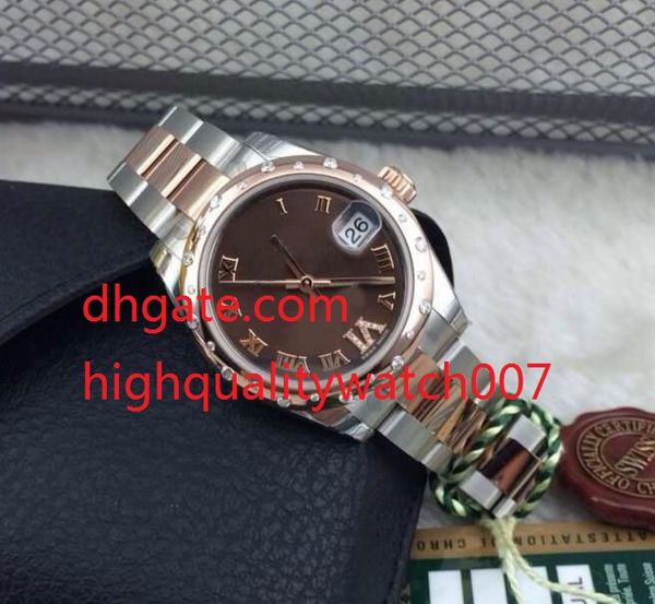

Высокое качество часы шоколадный циферблат 31 мм Леди 178341 президент Стали 18k розов