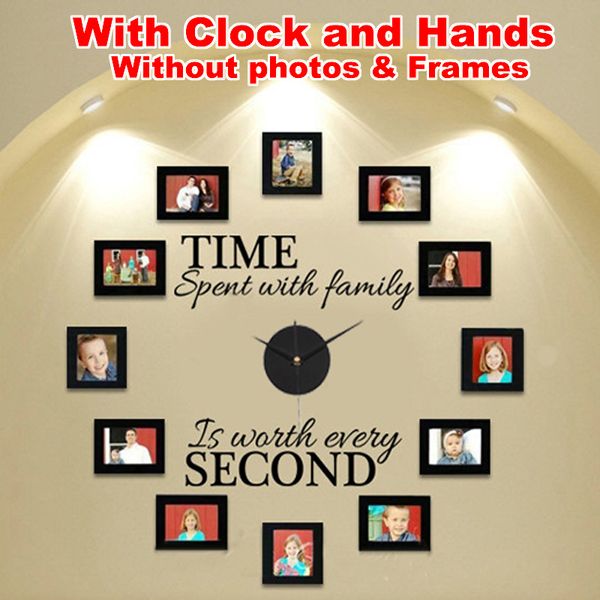 

wholesale-wall clock diy modern design with clock and hands "time spent with family" creatively acrylic&vinyl material home