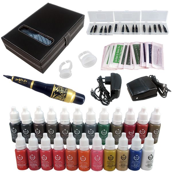 

solong tattoo permanent makeup kit tattoo pen eyebrow lip machine set 23 makeup inks ing