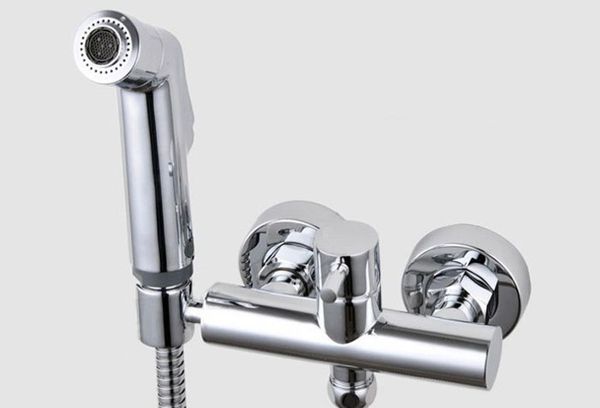 vasca da bagno cromata in rame Ugello per bidet pistola a spruzzo per doccia piccola set miscelatore acqua calda e fredda Bidet bidet doccia miscelatore torneira 