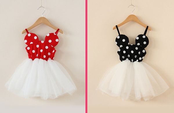 

2017 Summer Girl Baby Mickey Dot Slip Tutu Dress Infant Toddler Princess Suspender Pettiskirt Bubble Panelled Backless Skirt Cake Tutu Dress