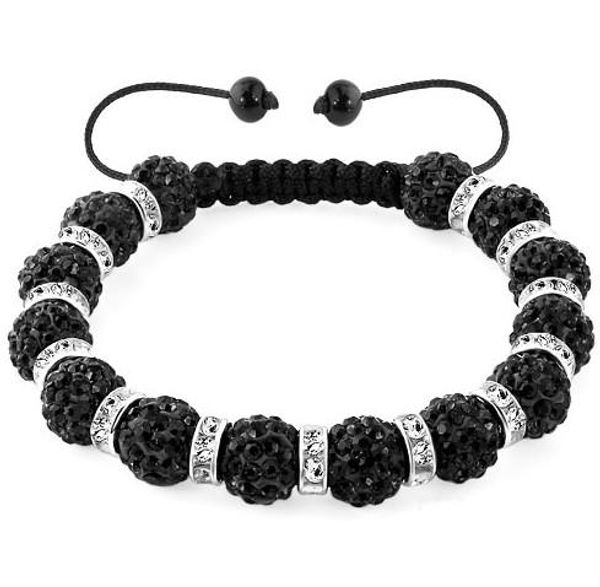 

10 mm mixed new seee arrival white blue clear mix crystal shamballa bracelets gifts new bangles spacer men lot, Black