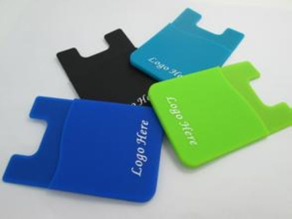 

custom logo universal cell phone 3m sticker card holder adhesive smart phone wallet mobile business card holder for iphone/samsung