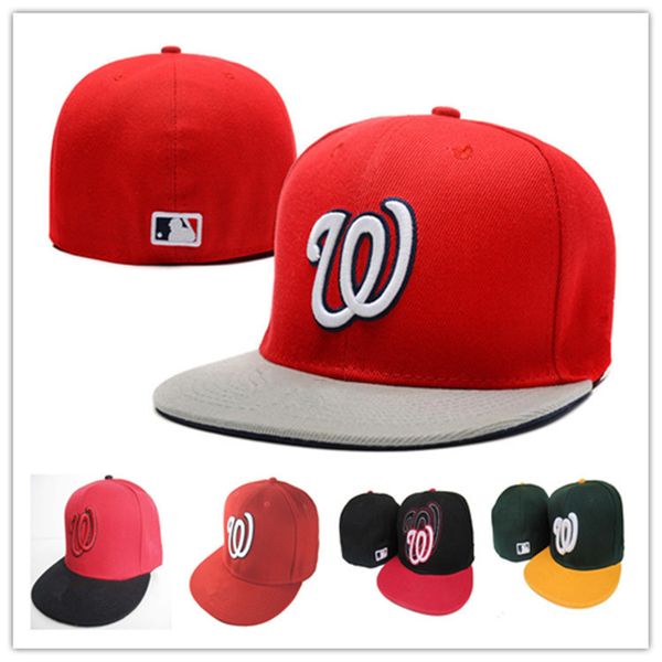 

nationals fitted caps w letter baseball cap embroidered team w letter size flat brim hat nationals baseball cap size, Blue;gray