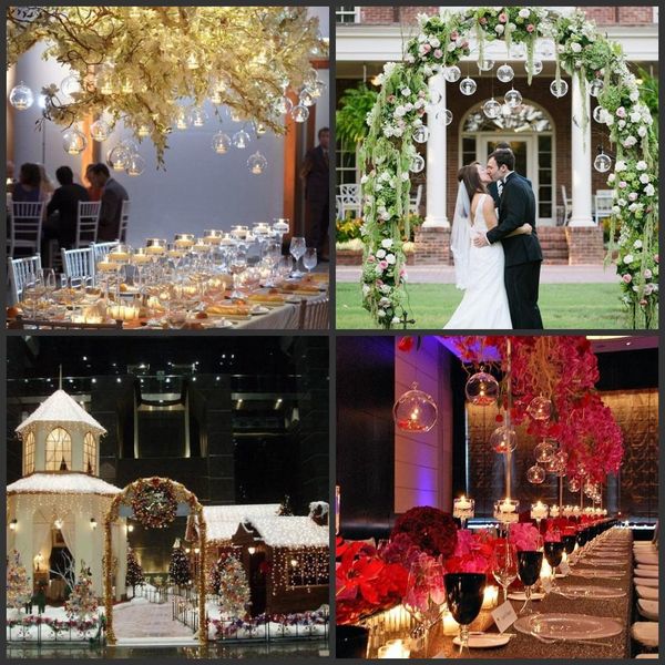 Romantic Crystal Glass Hanging Candle Holder Candlestick Wedding